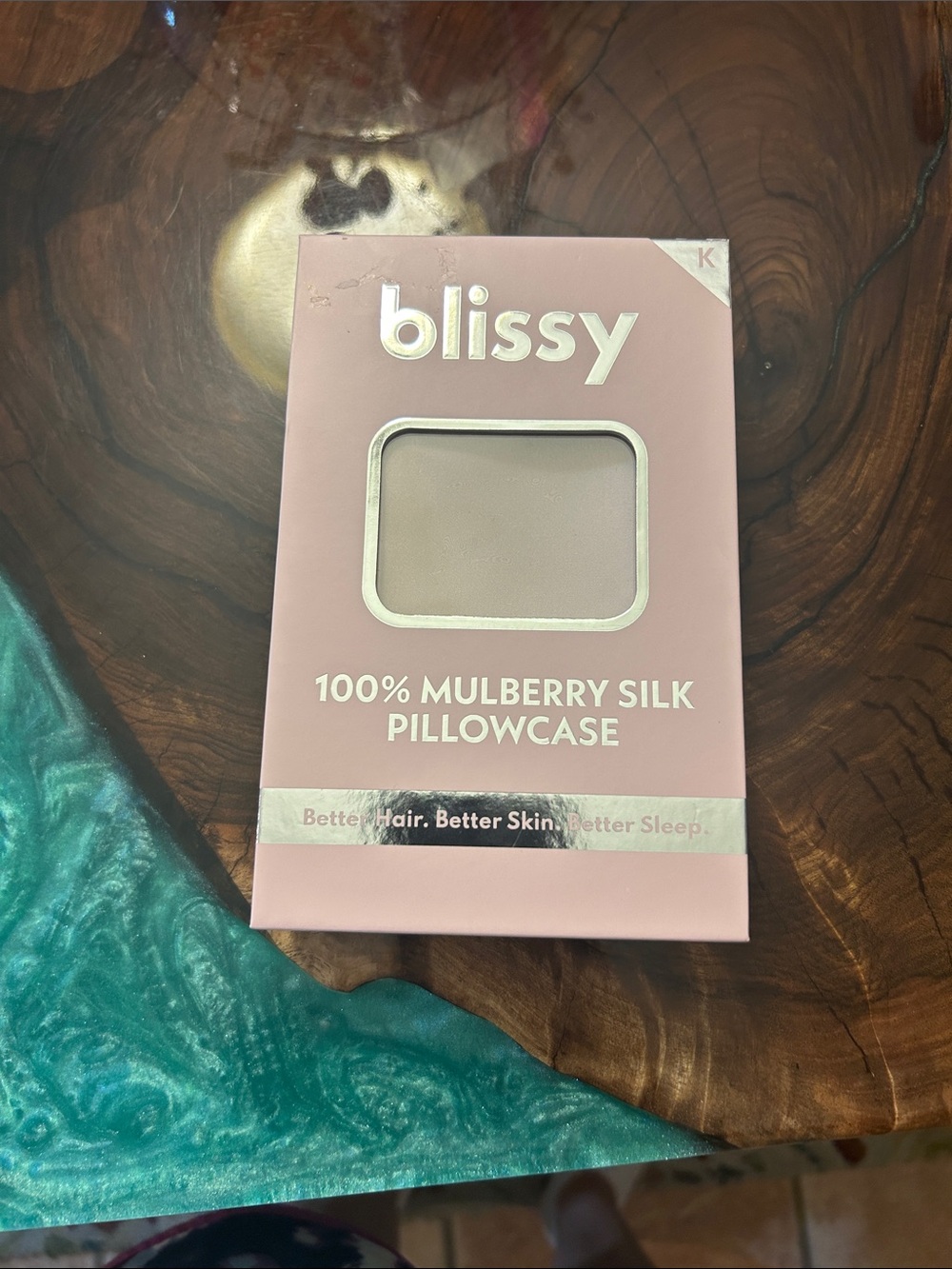 Blissy 100% Mulberry Silk Pillowcase in a Blush Pink color, King size. NIB